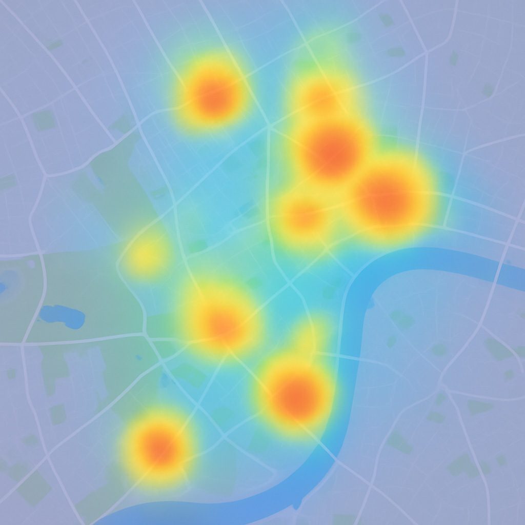Heatmap of accident hotspots across a city